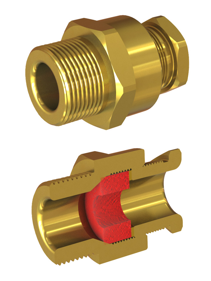 Cable Gland Exe: E205/624 M20/C3/15mm (D8,5-13,0mm) Brass photo