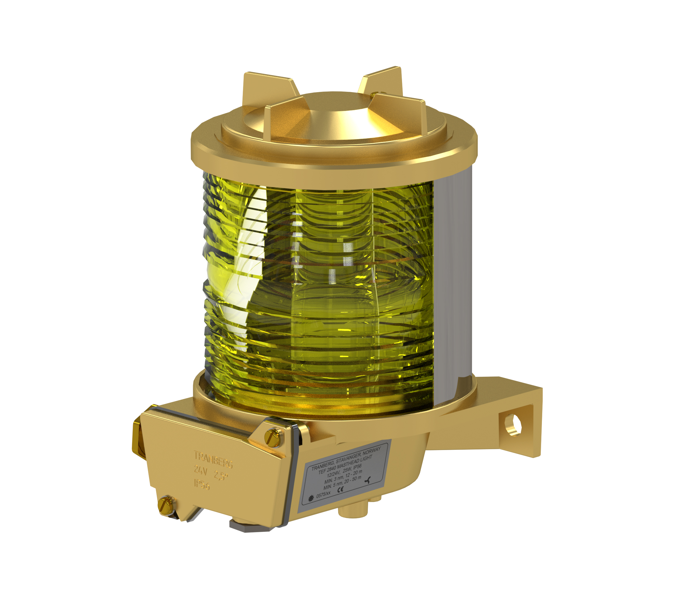 TEF 2870 Navigation light: Stern Towing 135 deg. Yellow, P28S, 24V, Brass/Glass photo
