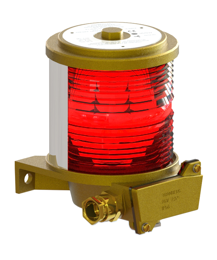TEF 2870 Navigation light Zone 2: Port 112,5 deg. Red, P28S, 24V, IECEx Brass/Glass photo