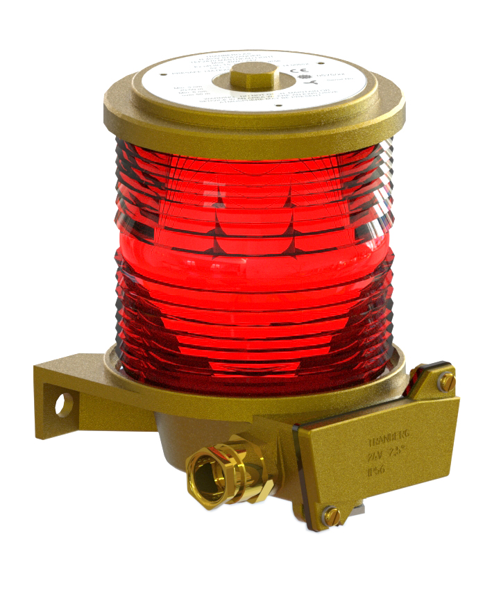 TEF 2870 Navigation light Zone 2: Allround 360 deg. Red,  P28S, 24V, IECEx,  Brass/Glass photo
