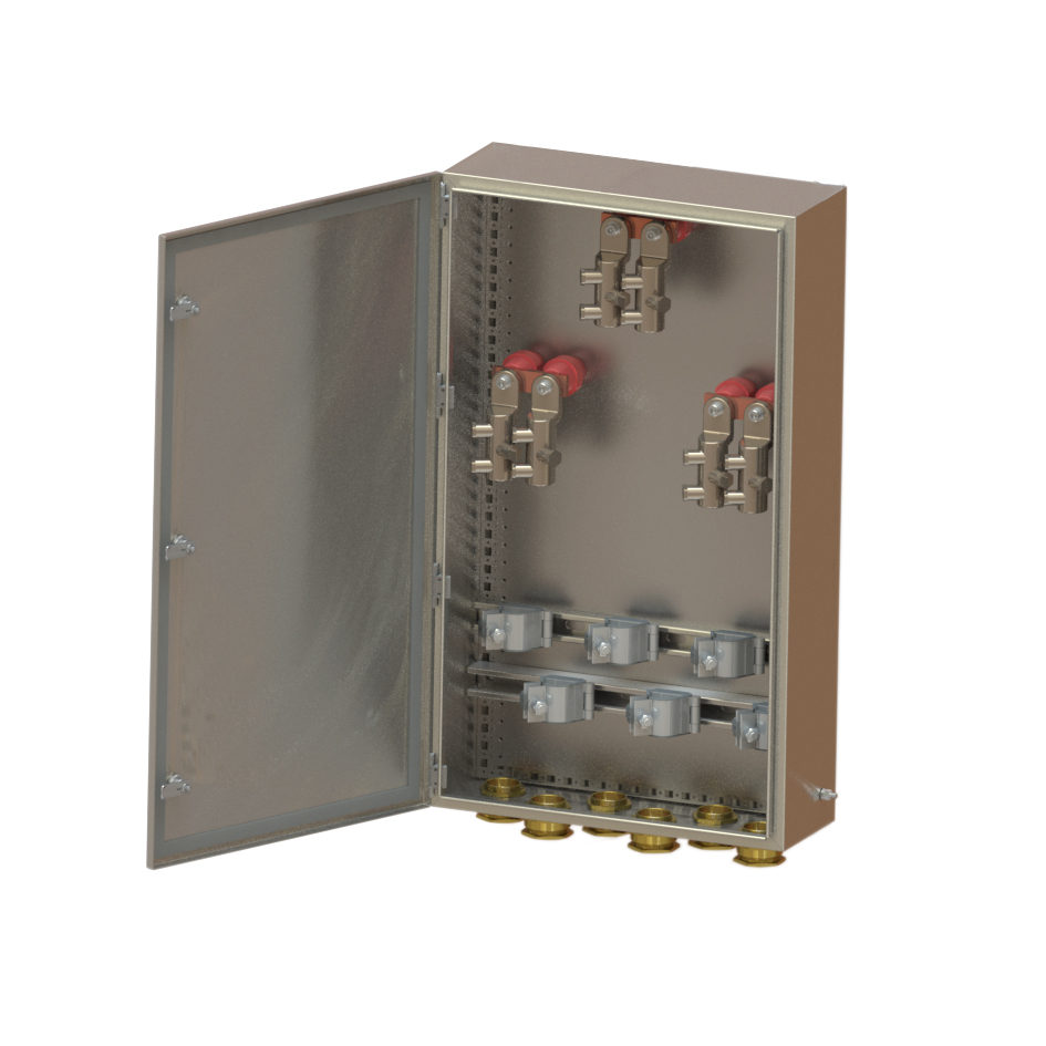 Enclosure TEF1060 IP66 AISI316: High Voltage Type-R. 3.5kV-3ph-R-2H-D8-250A-30/10 - W525xH900xD200mm