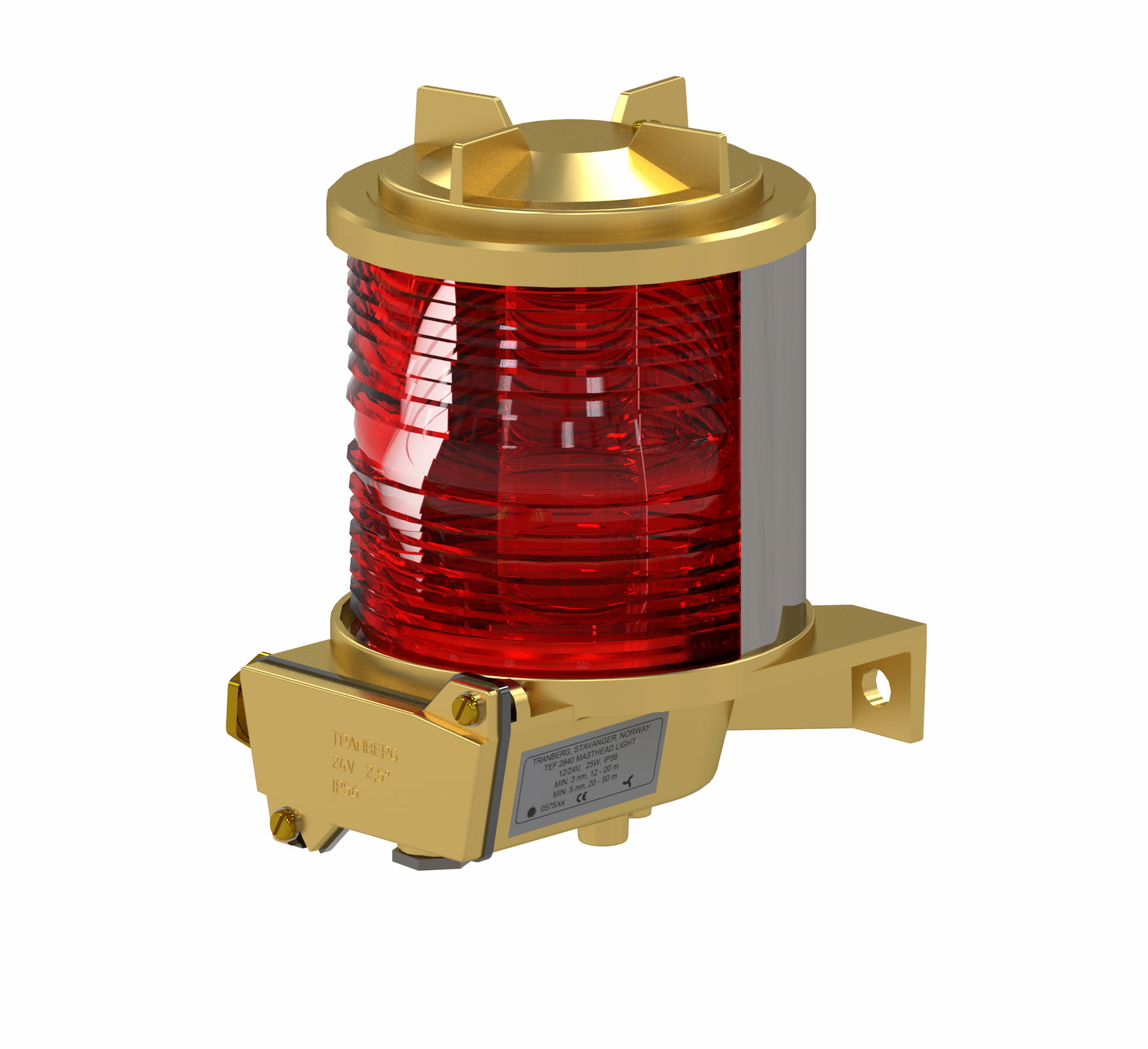 TEF 2870 Navigation light: Stern Suez 135° Red, P28S, 24V, Brass/Glass