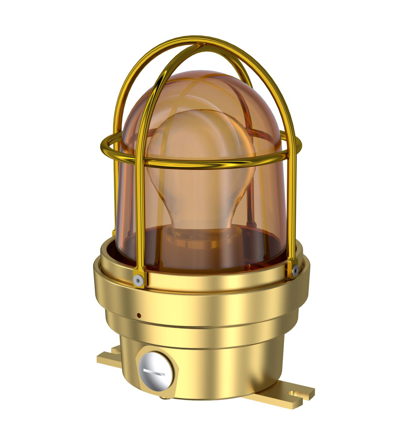 TEF 2438n Luminaire: Yellow Amber Globe, E27, 230VAC, IP56, Brass/Polyc